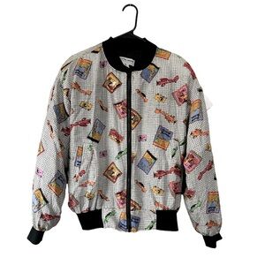 Vintage 90s scarf silk print bomber Jacket well traveled jacket size med…